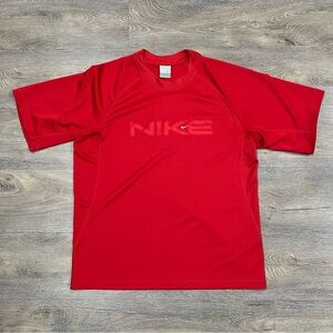 Nike Y2K Silver Tag Red Short Sleeve T-Shirt White Swoosh - Sz Medium